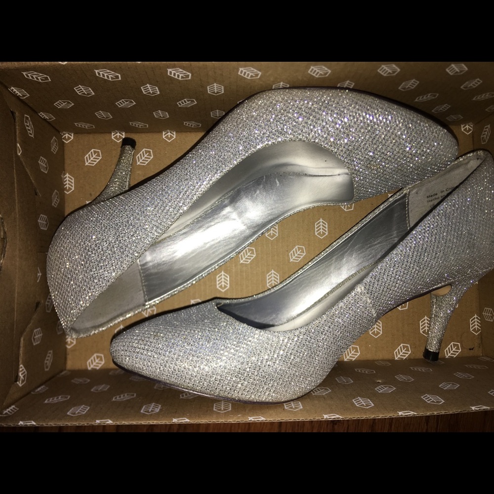 Sparkling silver heels